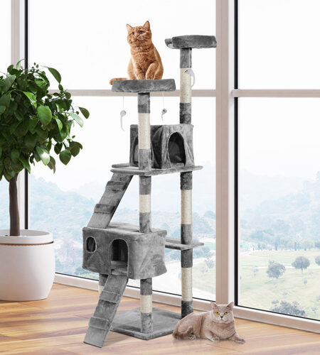 PawHut 67-inch Multi-Level Cat Scratching Tree Kitty Activity Center
