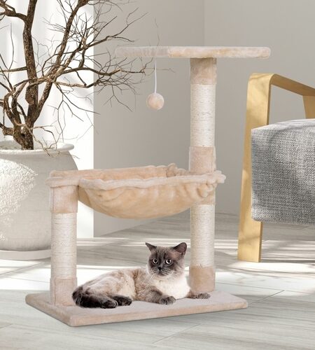 PawHut Cat Tree Hammock with Natural Sisal Scratching Post